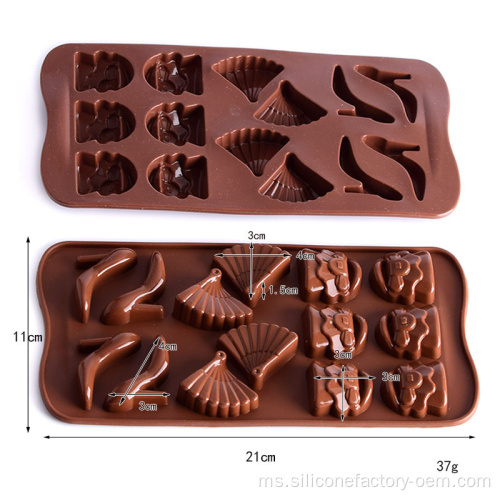 Kasut tumit tinggi cetakan coklat